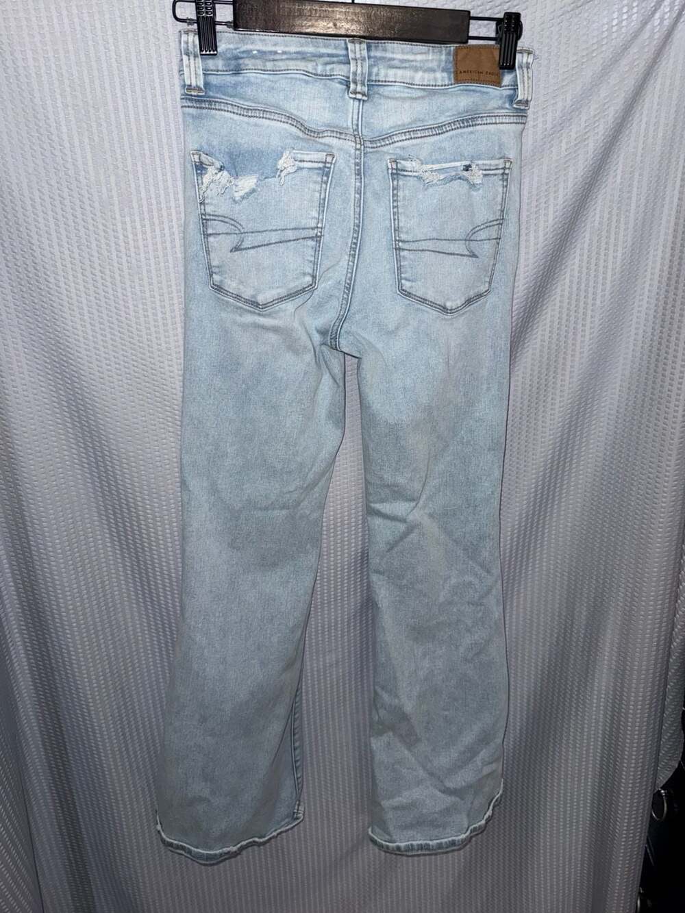 American Eagle Super Hi-Rise Flare Next Level Stretch Button Fly Jeans - Picture 2 of 5